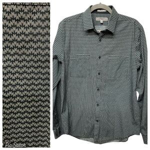 Express Men's Geometric Print Button-Down Shirt‎ Casual Long Sleeve Size M